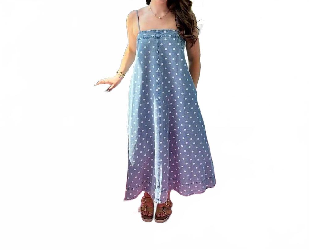 NEW AUREUM women's denim a line midi dress in blue